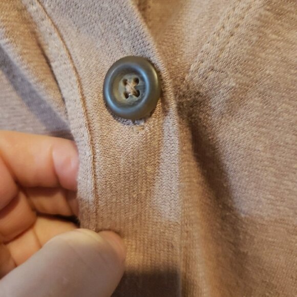 Pure Jill Duster Cardigan 3/4 Sleeve Button Pocket Hemp Organic Cotton Brown M - Picture 6 of 9